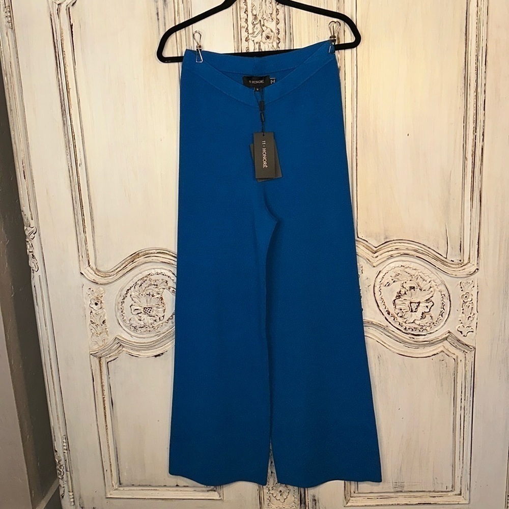 11 . HONORE’ Celia Wide Leg Sweater Pant Cerulean Blue Size 0 or Size 12 NWT